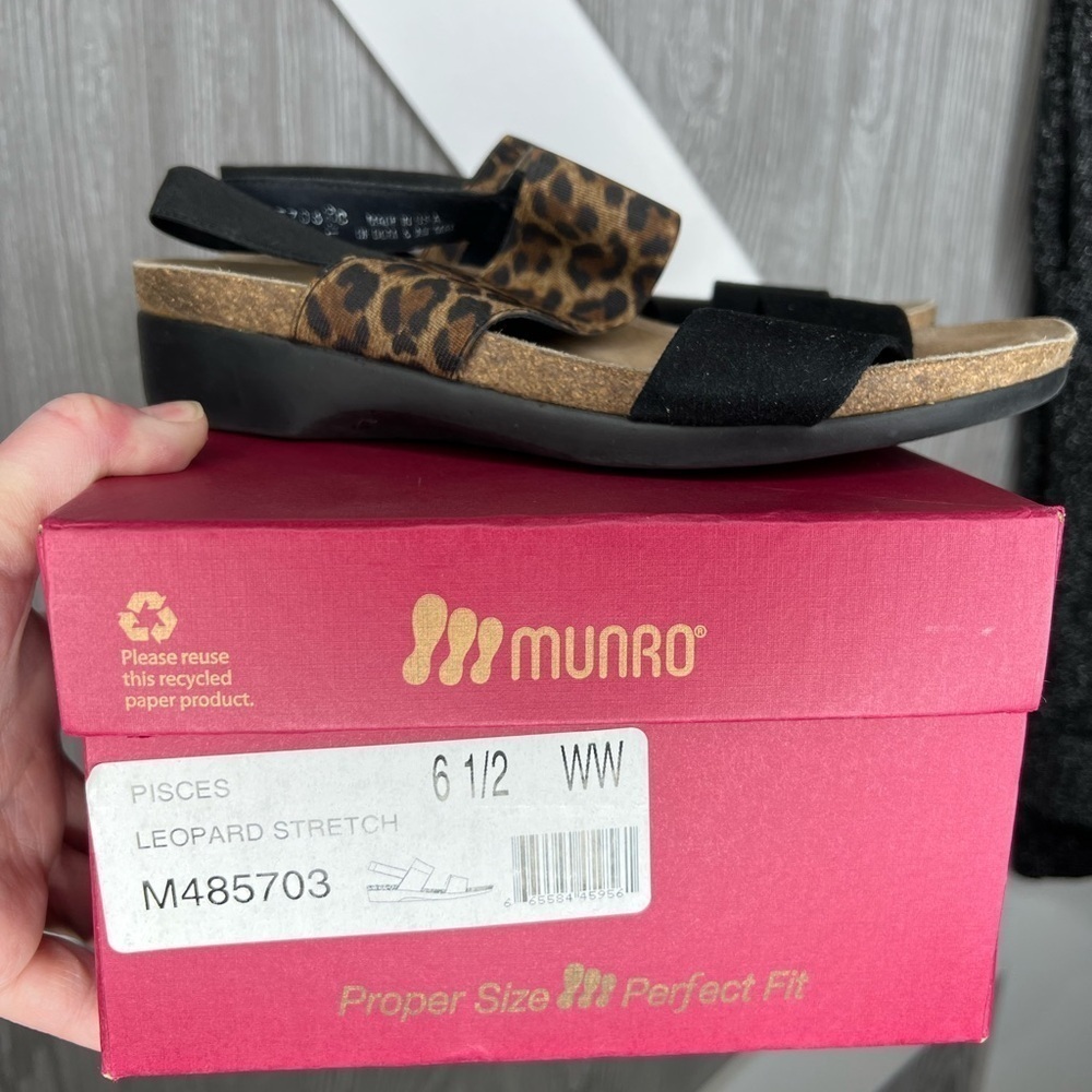 S74. Munro Pisces Women's Leopard Print Stretch Sandals 6.5WW - Picture 8 of 10